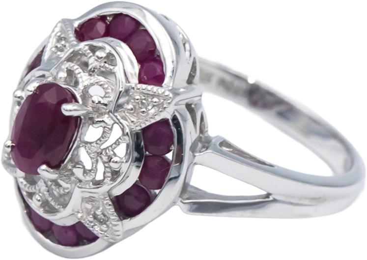 14k White Gold Jewelry 0.53CT Diamond and Ruby Cocktail Ring Size 7