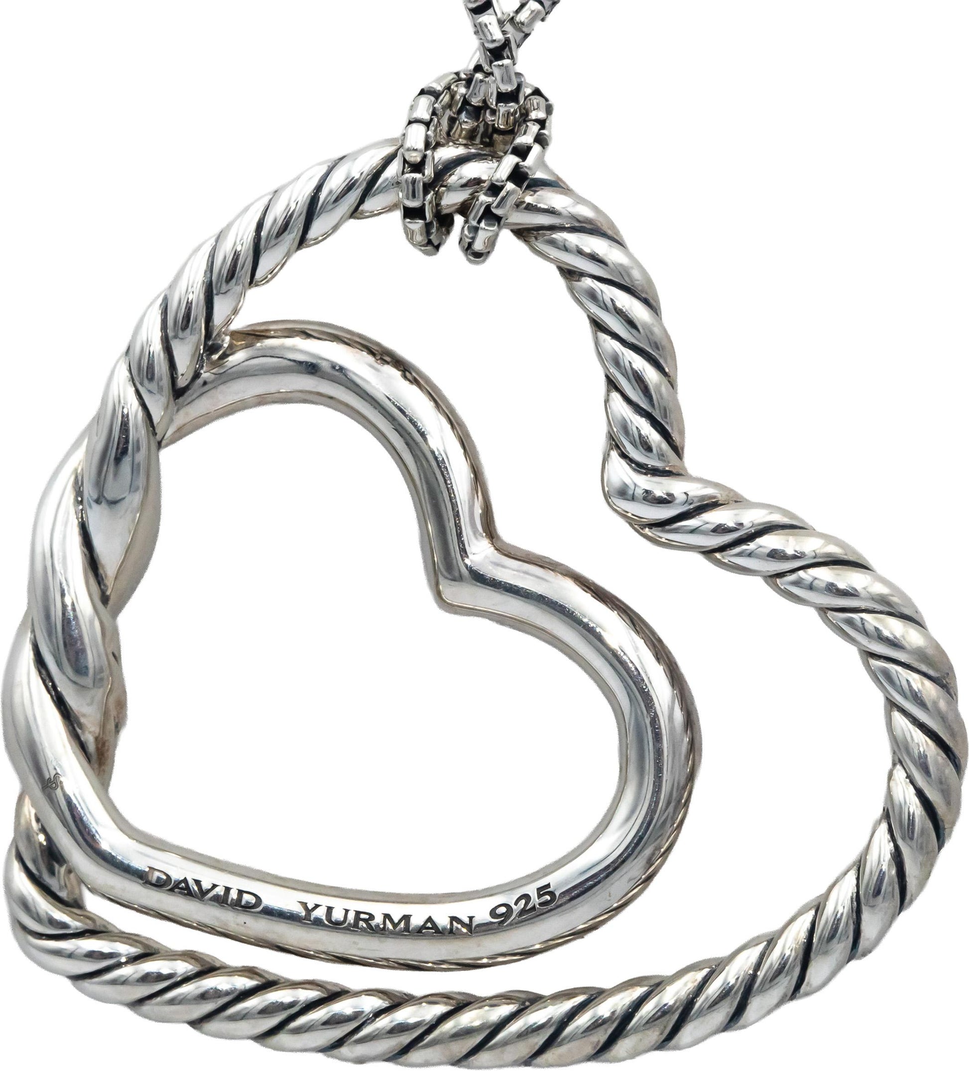 DAVID YURMAN Sterling Silver .35CT VS Diamond Continuance Heart Pendant Necklace