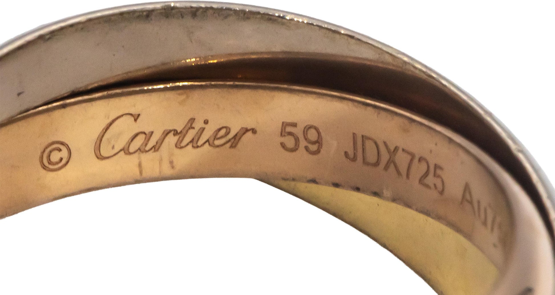 CARTIER 18k White Rose Yellow Gold Trinity Rolling Band Ring Size 6.5 Euro 59