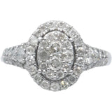 10k White Gold Round Diamond Cluster Cocktail Ring 0.75CT Size 7
