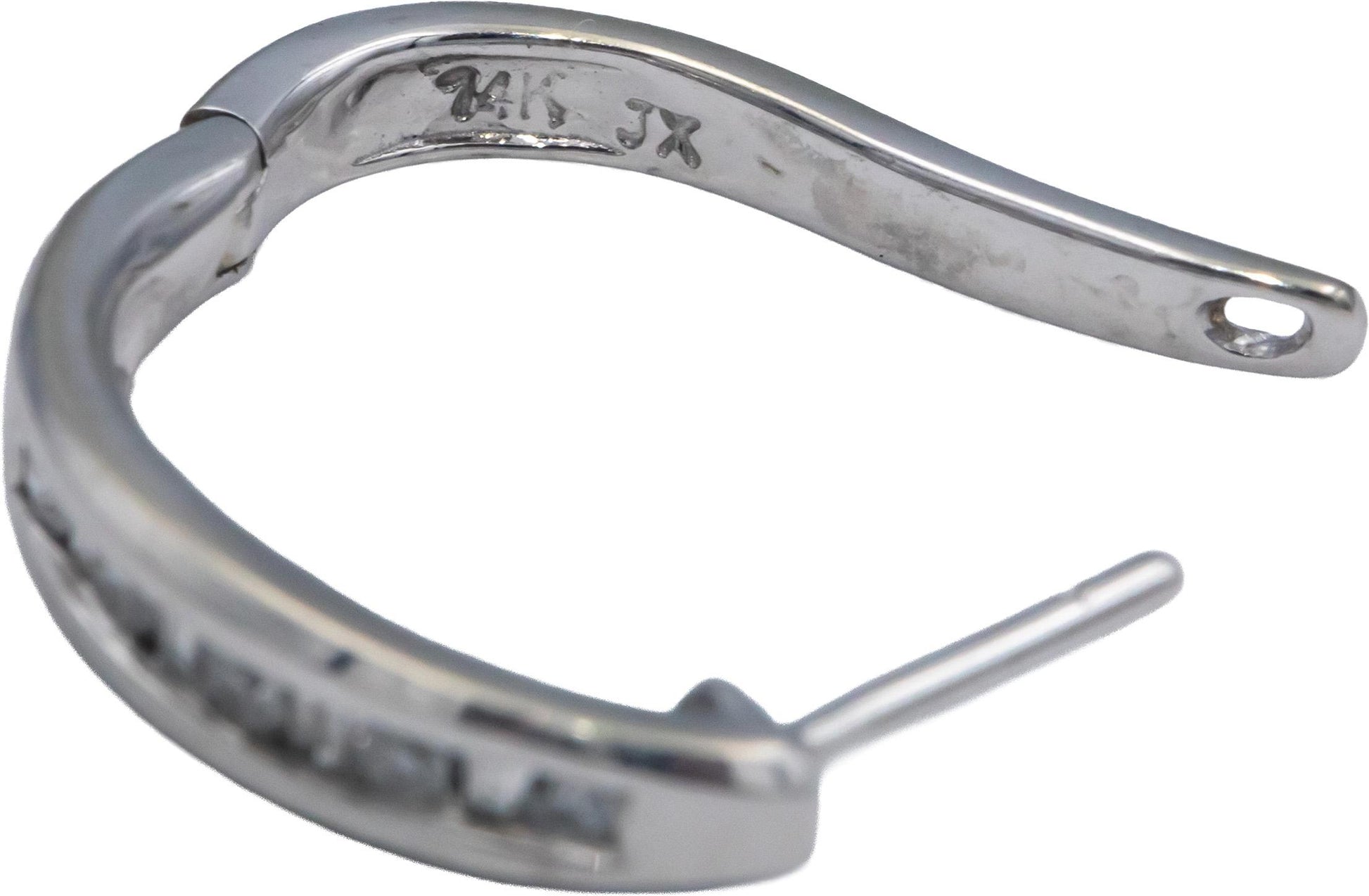 14k White Gold Jewelry 0.25CT Round Cut Channel Set Diamond Hoop Huggie Earrings