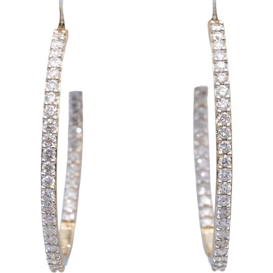 14k Yellow Gold Jewelry Round Diamond Inside Out Hoop Earrings 3.40CT