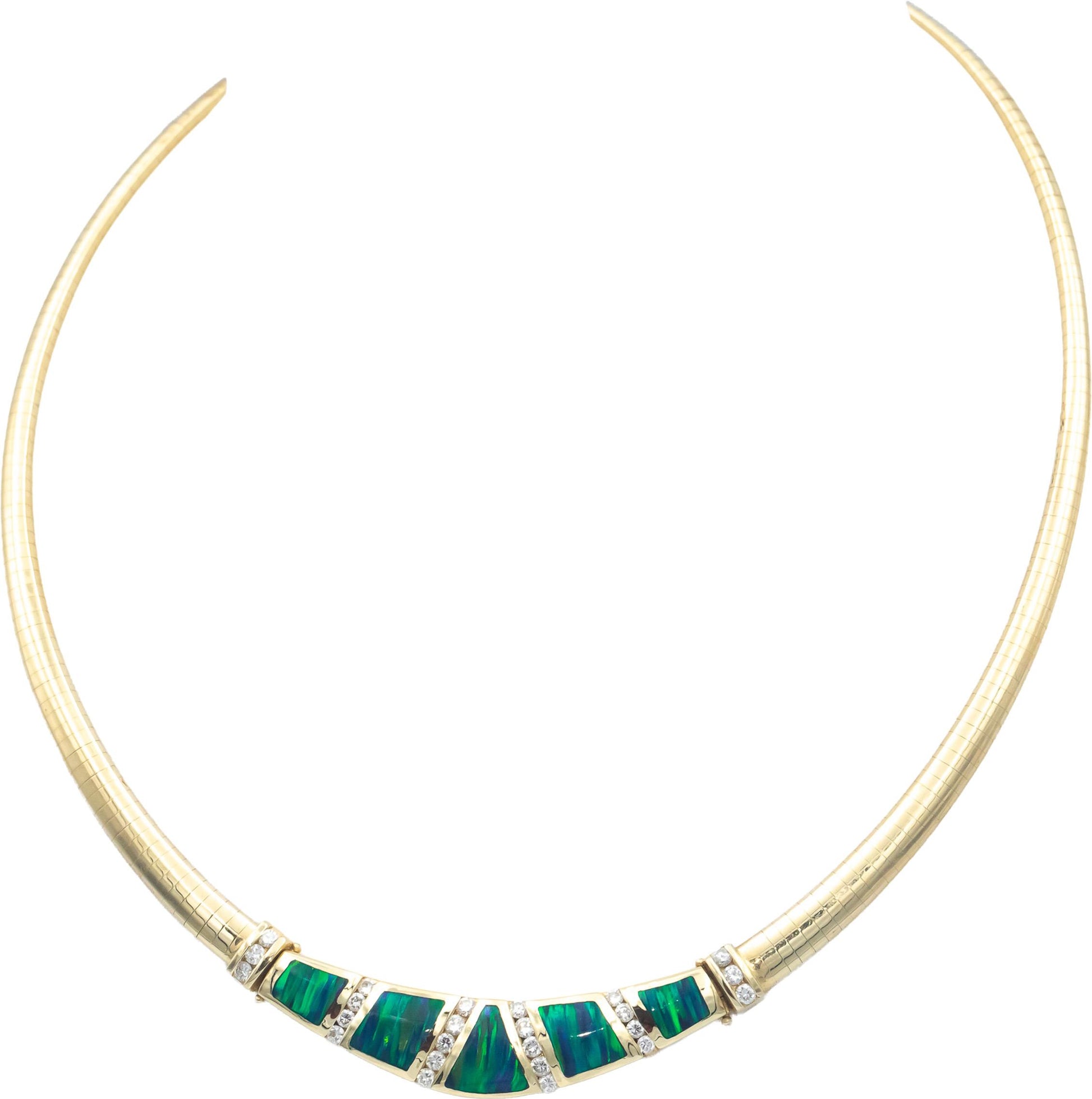 14k Yellow Gold Jewelry Round Diamond & Painted Enamel Collar Necklace 0.85CT