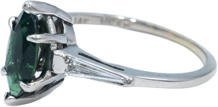 Diamond and Green Tourmaline 14k White Gold Cocktail Ring 1.07CT 5.5