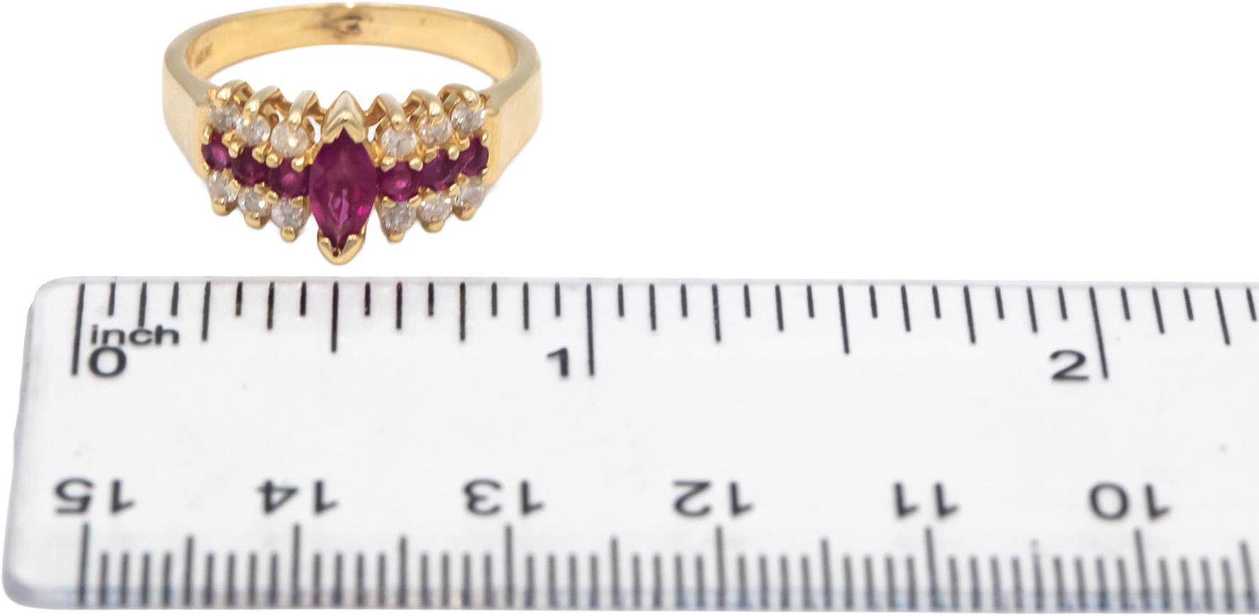 BH EFFY 14k Yellow Gold Diamond & Ruby Cocktail Ring 0.70CT Size 7