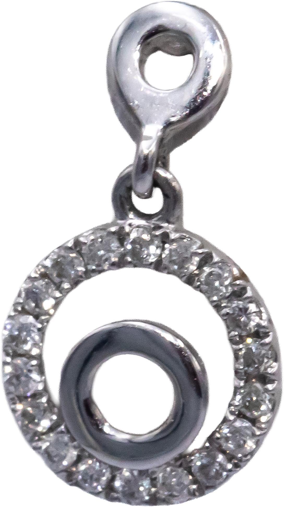14k White Gold Round Cut Diamond Drop Dangle Earrings 0.20CT