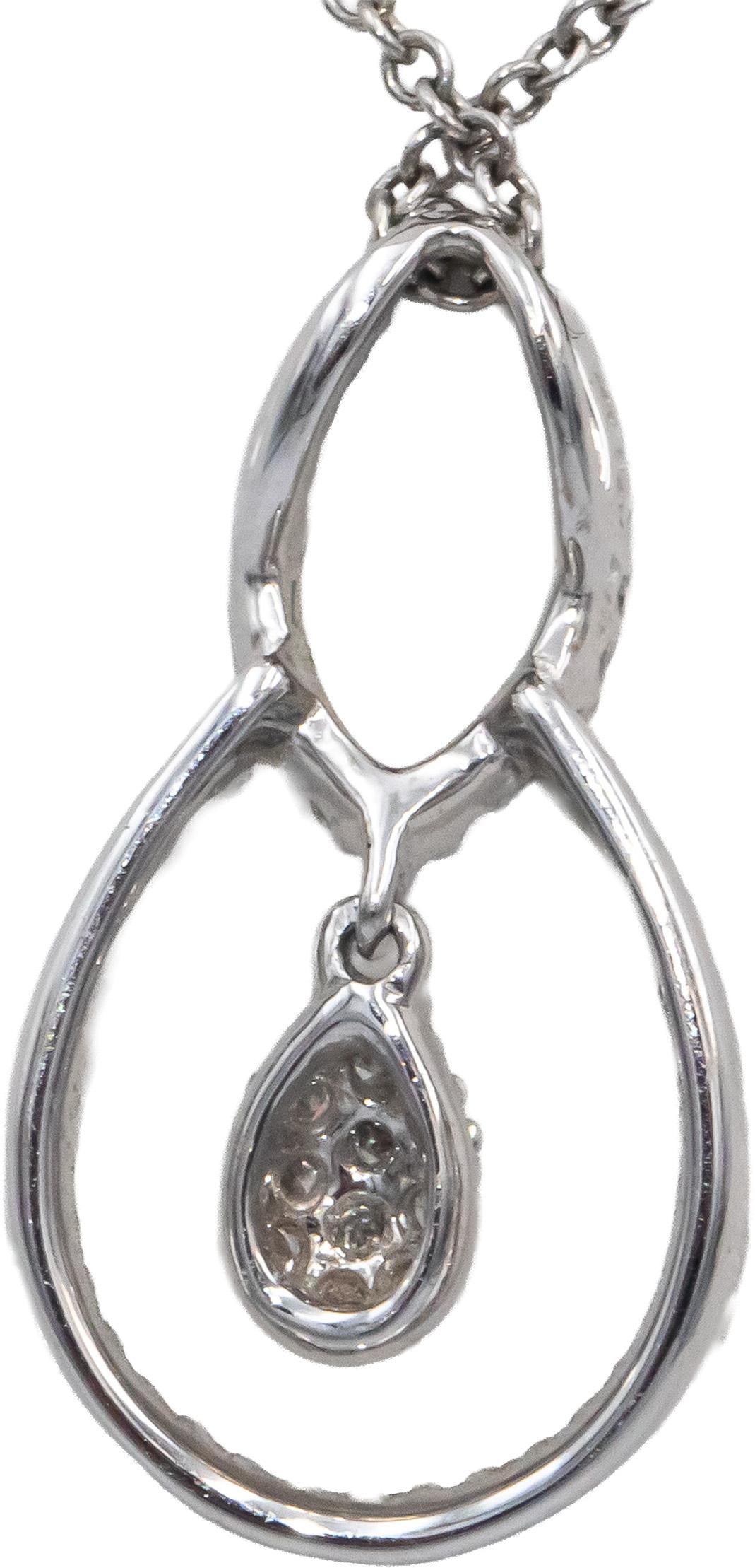 14k White Gold Round Diamond Pendant Necklace Chain 0.25CT
