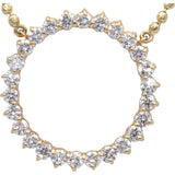 14k Yellow Gold Round Lab Grown Diamond Fixed Circled Pendant Necklace 2.60CT