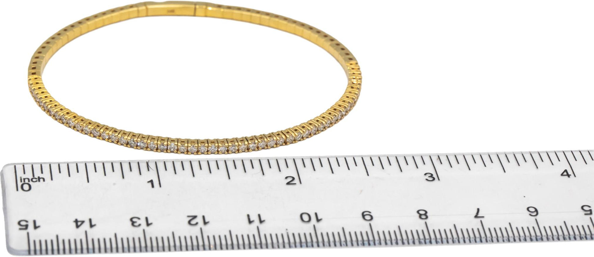 14k Yellow Gold VS Round Diamond Semi-Flexible 1/2 Around Bangle Bracelet 1.0CT