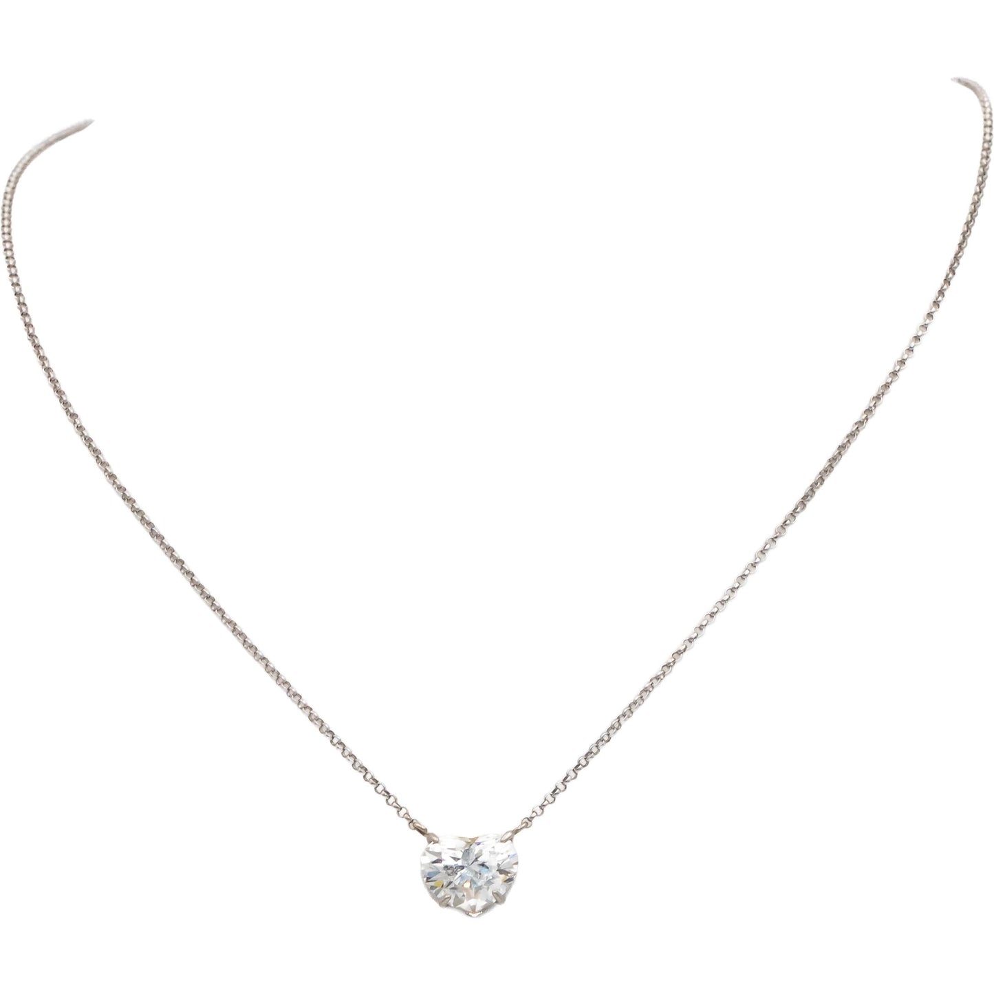 GIA Certified 14k White Gold VVS2/H Heart Cut Diamond Pendant Necklace 2.77CT