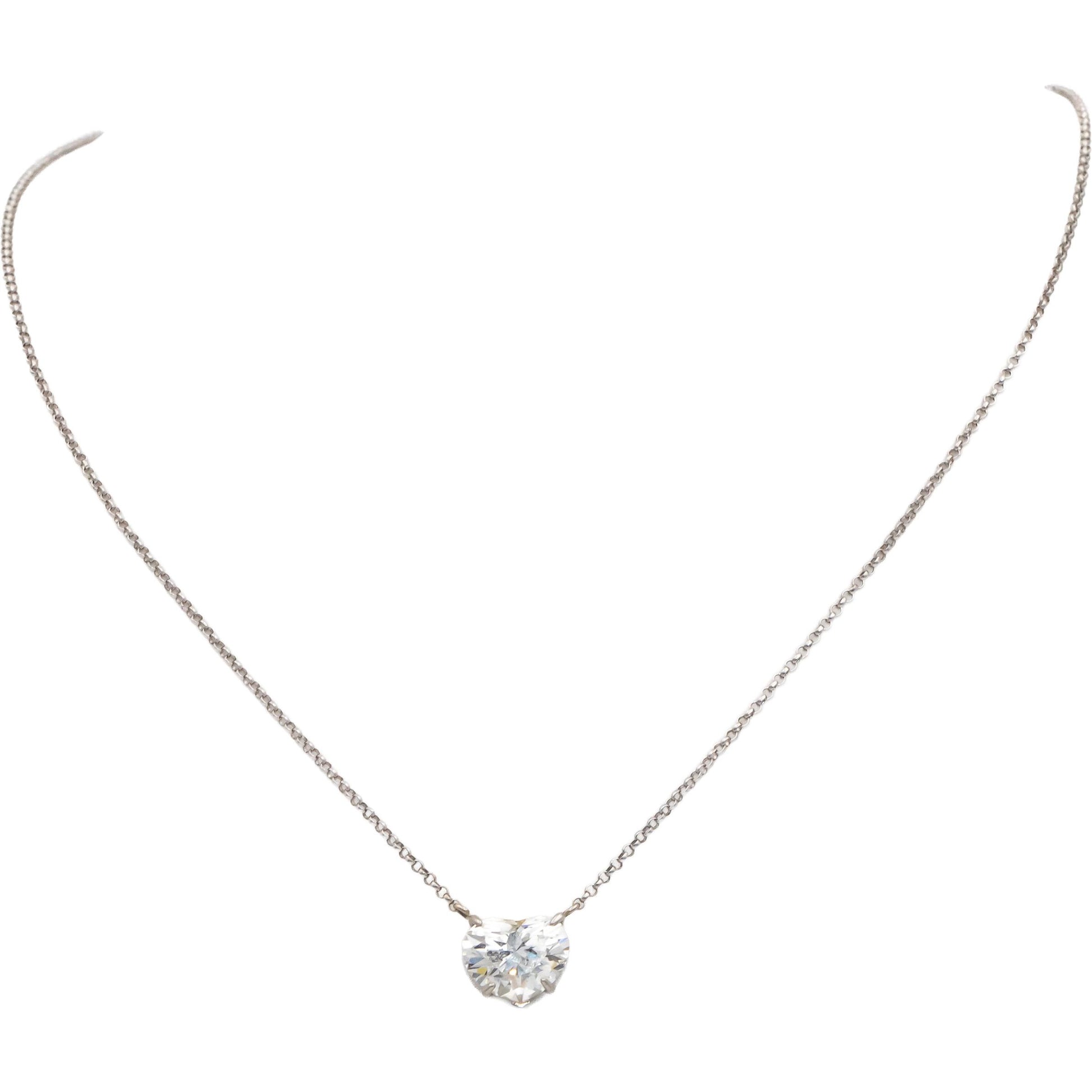 GIA Certified 14k White Gold VVS2/H Heart Cut Diamond Pendant Necklace 2.77CT