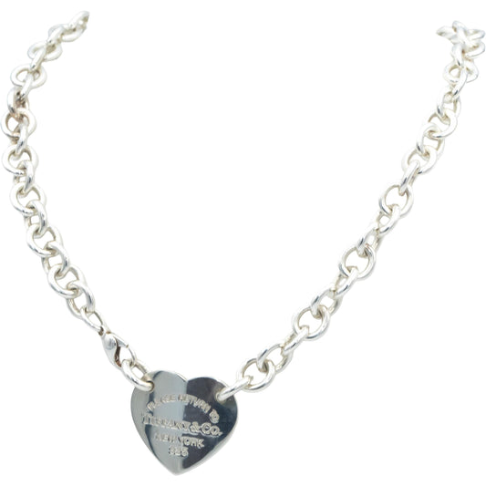 TIFFANY & CO Sterling Silver Return To Tiffany Heart Tag Necklace $1000 Retail