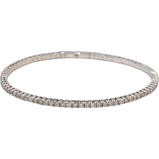 14k White Gold VS Round Diamond Flexible Bangle Bracelet 2.74CT
