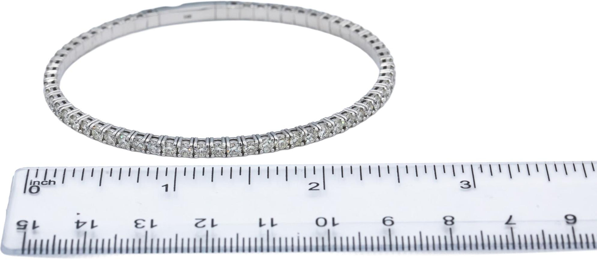 14k White Gold Round Diamond Flexible Bangle Bracelet 4.50CT