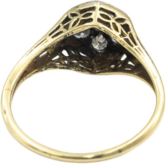 Vintage Antique 14k Yellow & White Gold VS Single Cut Diamond Ring 0.30CT Size 6