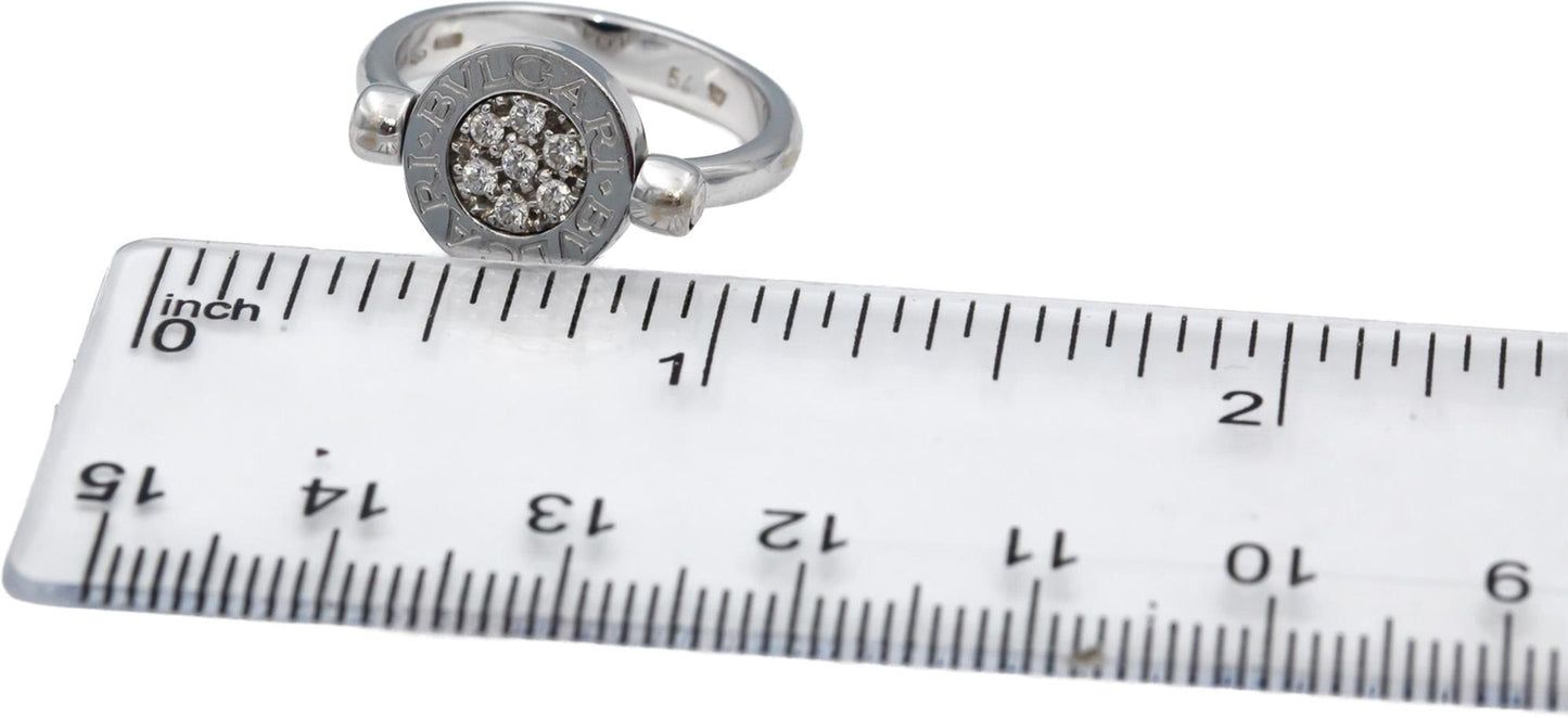 BLVGARI 18k White Gold VS Diamond & Onyx Flip Ring 0.14CT Size 7 Euro 54