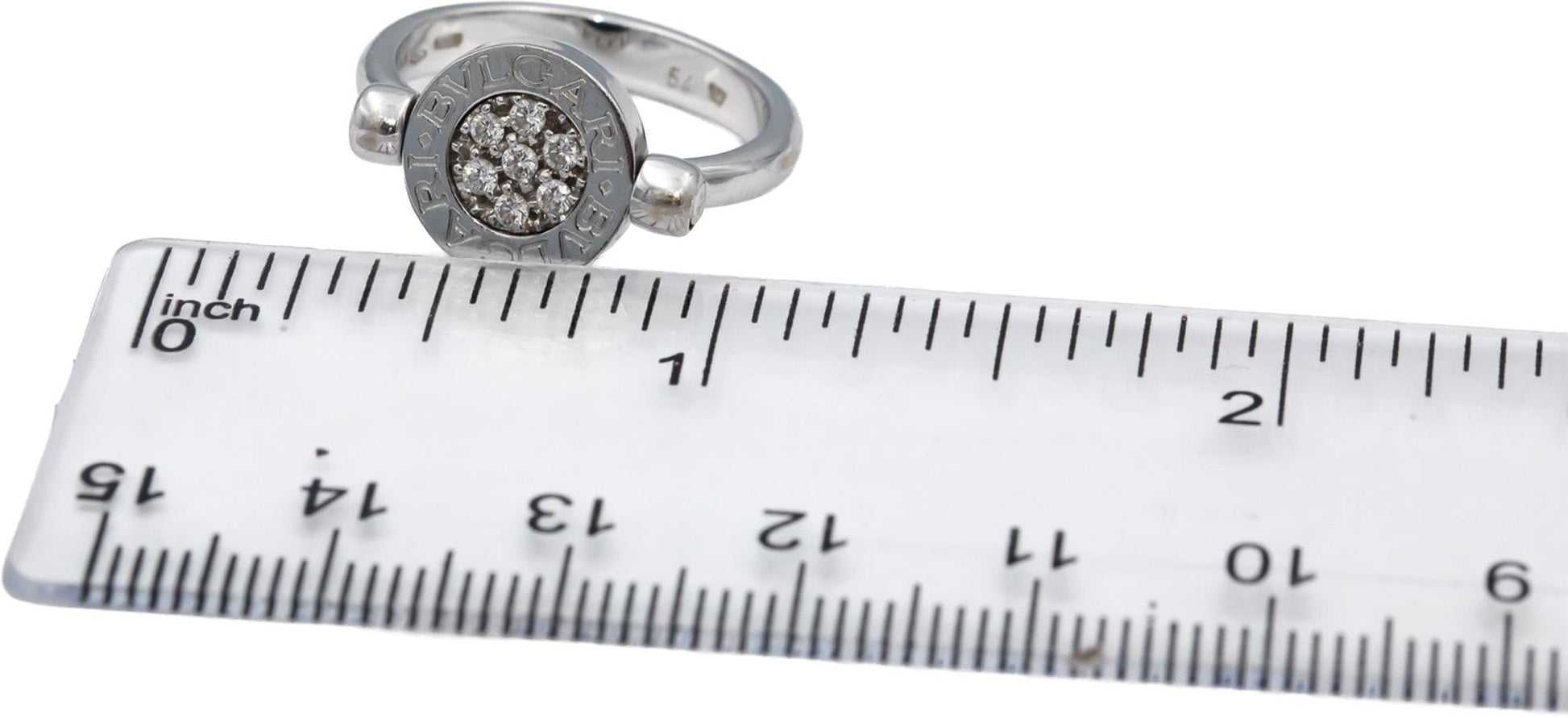 BLVGARI 18k White Gold VS Diamond & Onyx Flip Ring 0.14CT Size 7 Euro 54