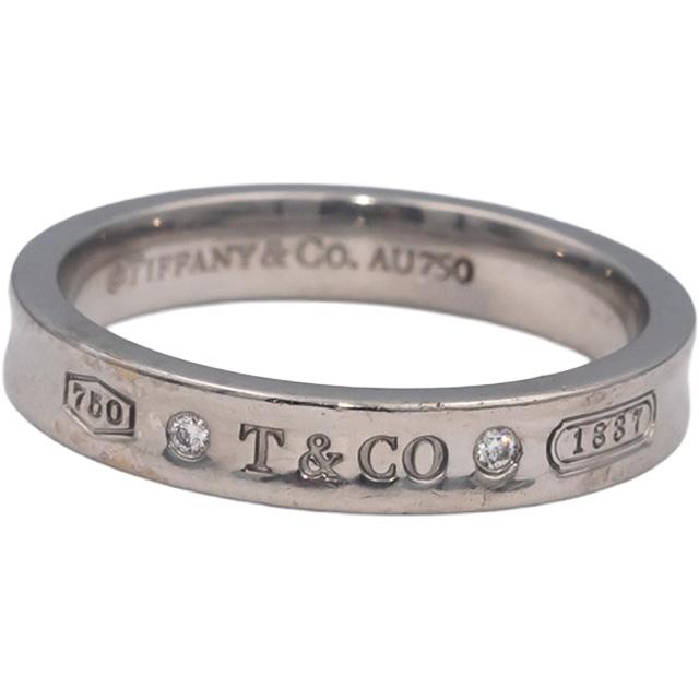 TIFFANY & CO. 18k White Gold VS Round Diamond 1837 Band Ring 0.03CT Size 10