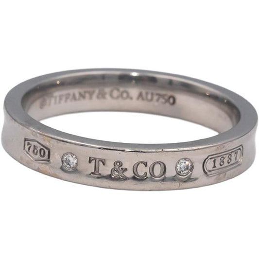TIFFANY & CO. 18k White Gold VS Round Diamond 1837 Band Ring 0.03CT Size 10