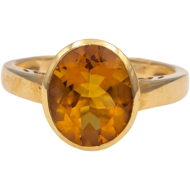 14k Yellow Gold Oval Cut Bezel Set Citrine Solitaire Ring 2.0CT Size 7.25