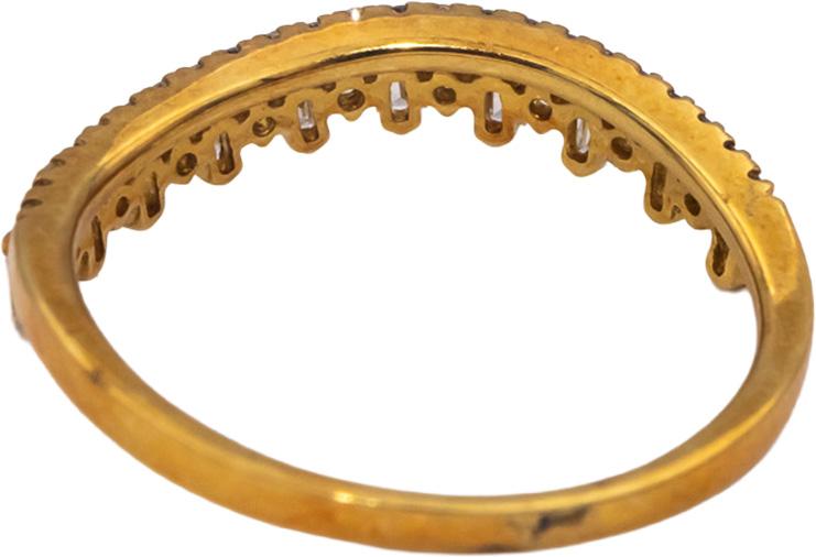 18k Yellow Gold VS Round & Baguette Cut Diamond Wavy Band Ring 0.35CT Size 7.25