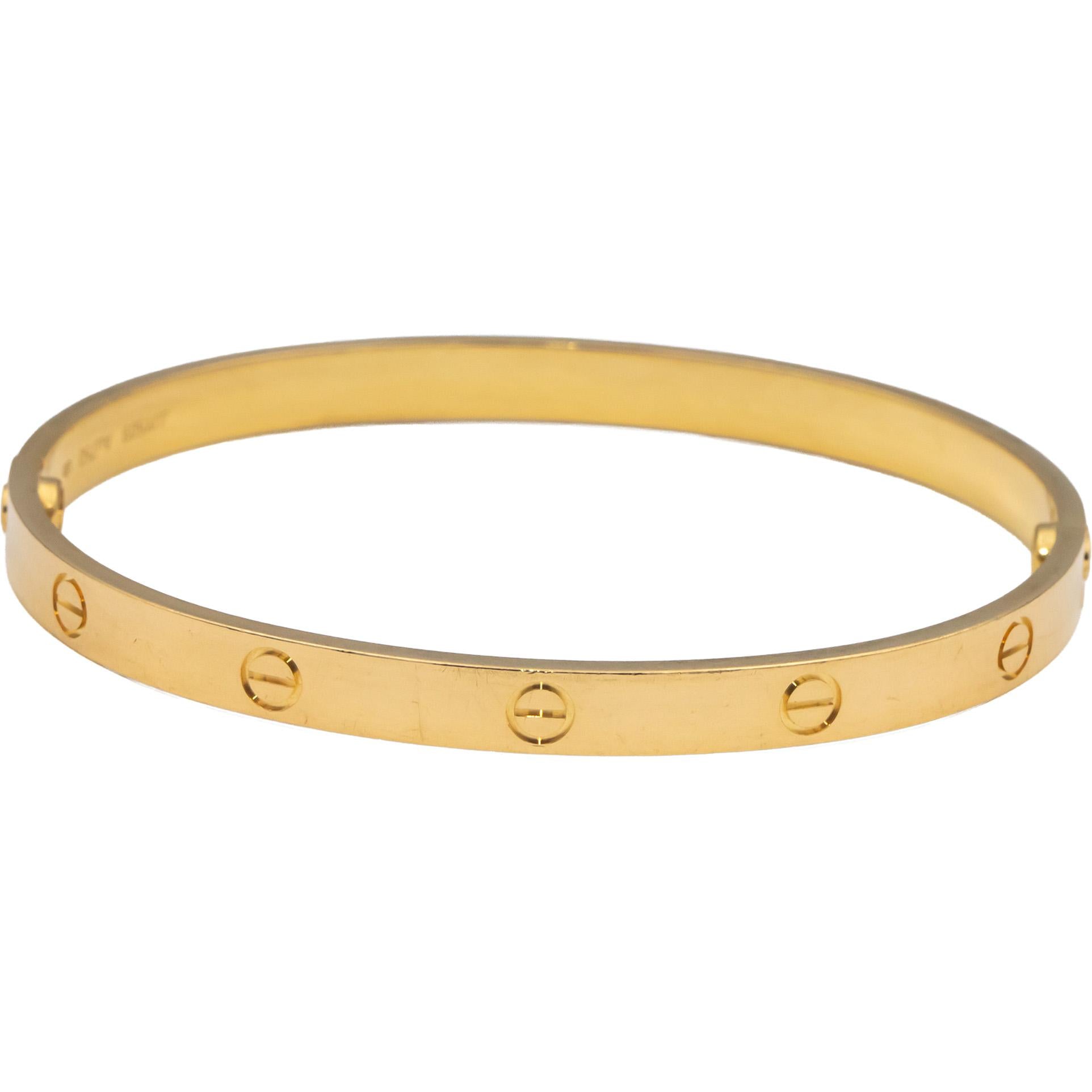 CARTIER 18k Gold Love Collection Screw Motif 6.0mm Bangle Bracelet Size 21 $7950