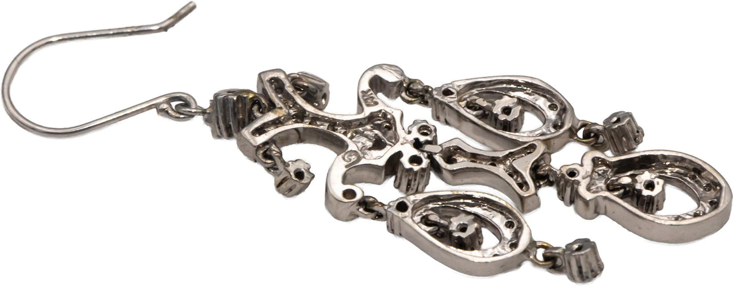 14k White Gold Round Diamond Drop Dangle Earrings 0.45CT