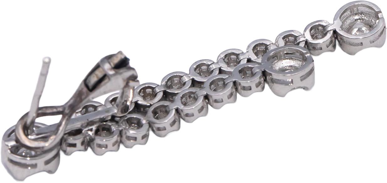 14k White Gold Round Diamond Drop Dangle Earrings 0.47CT