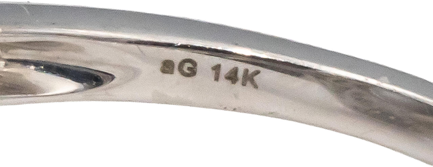 14k White Gold Round White & Blue Diamond Cluster Teardrop Ring 1.0CT Size 7.5