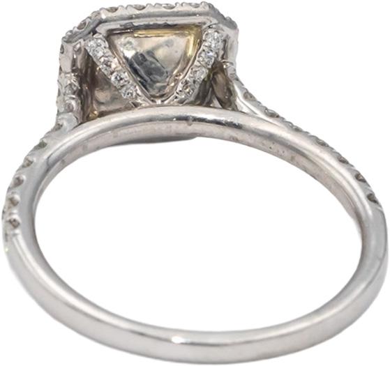 Platinum 18k Gold Cushion & Round Diamond Cocktail Ring 1.90CT w/ 1.35CT Center