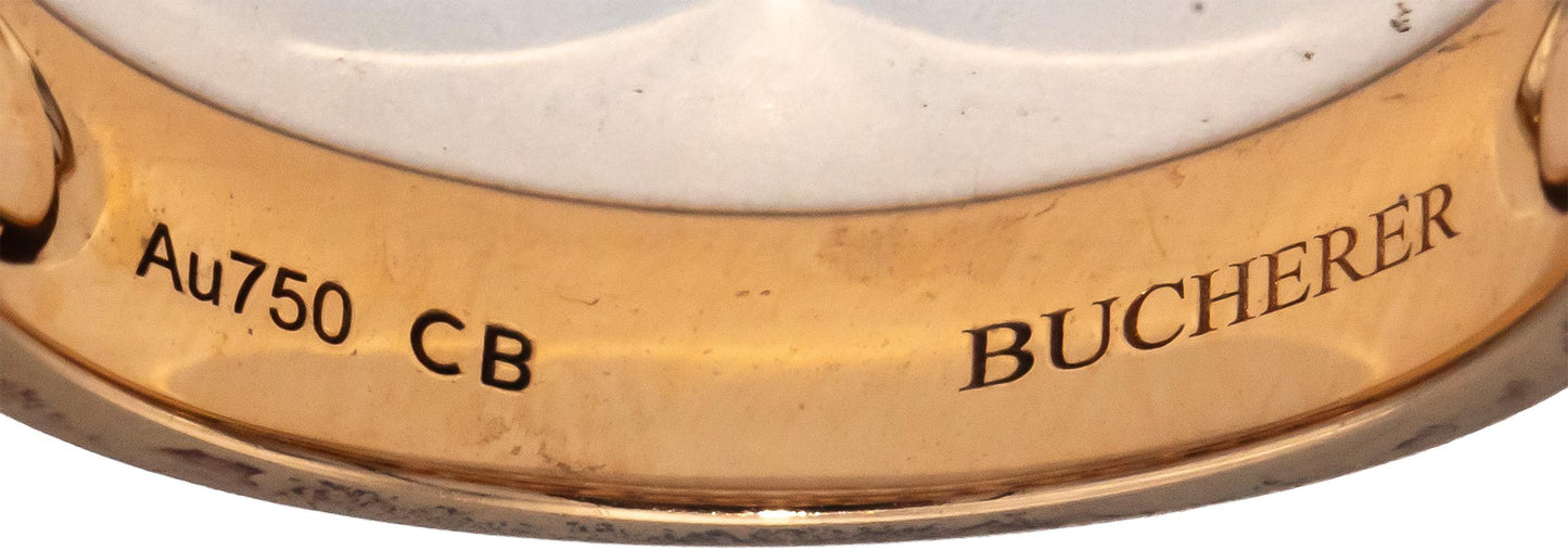 BUCHERER 18k Rose Gold VS Round & Emerald Cut Diamond Band Ring 1.50CT Size 6.5