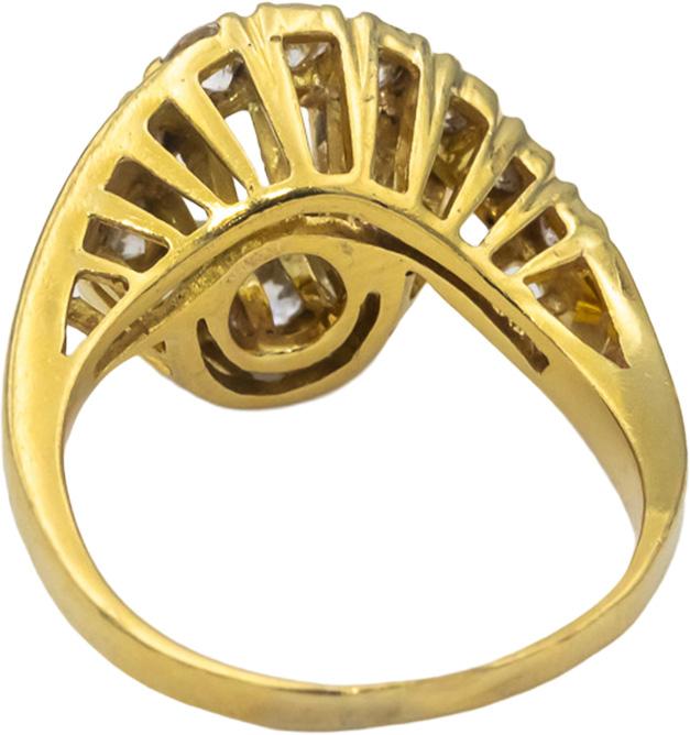 18k Yellow Gold VS Round Diamond Spiral Cocktail Ring 1.50CT Size 7.25