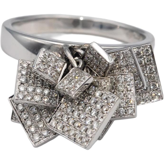 RARE FIND 18k White Gold Round Diamond Dangle Geometric Ring 1.25CT Size 7.25