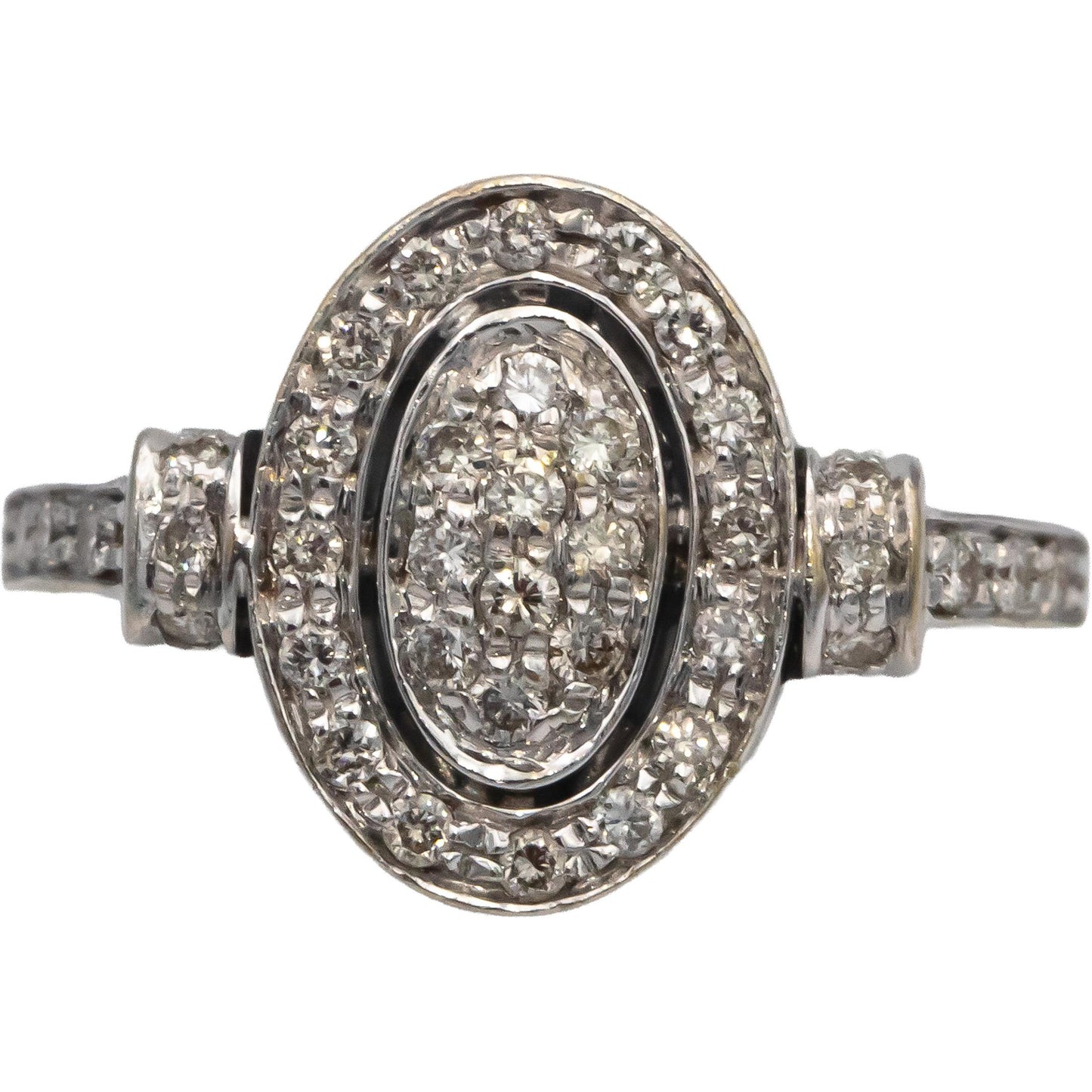 18k White Gold Round Diamond Cluster Cocktail Ring 0.50CT Size 7.5