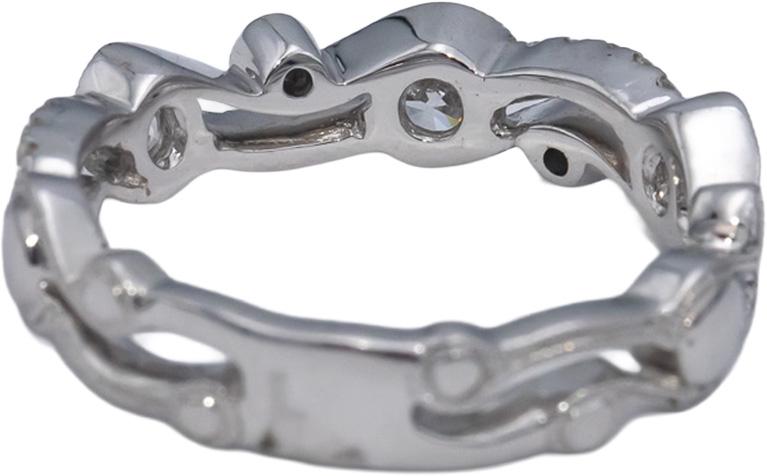 18k White Gold Round Diamond Milgrain Scroll Band Ring 0.60CT Size 6.5