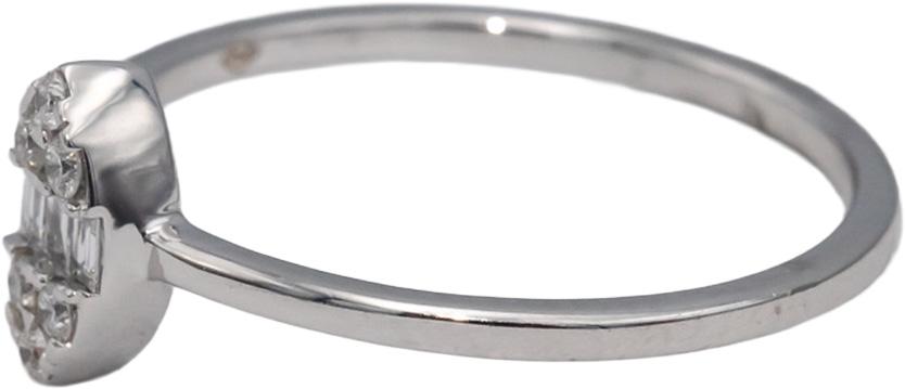 18k White Gold VS Round and Baguette Cut Diamond Ring 0.10CT Size 7