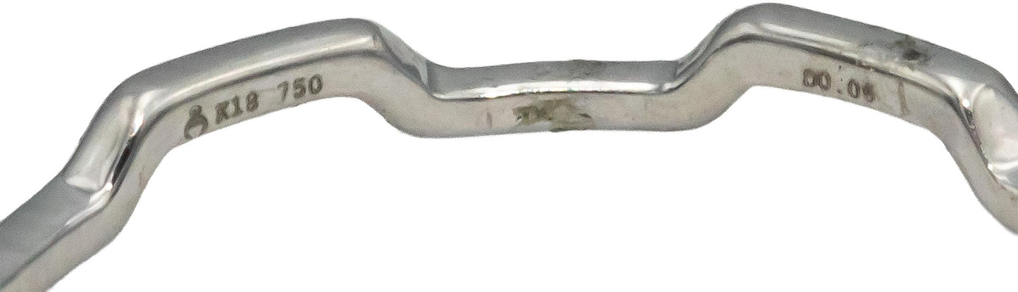 18k White Gold Round Diamond Zig Zag Stacking Band Ring 0.06CT Size 7