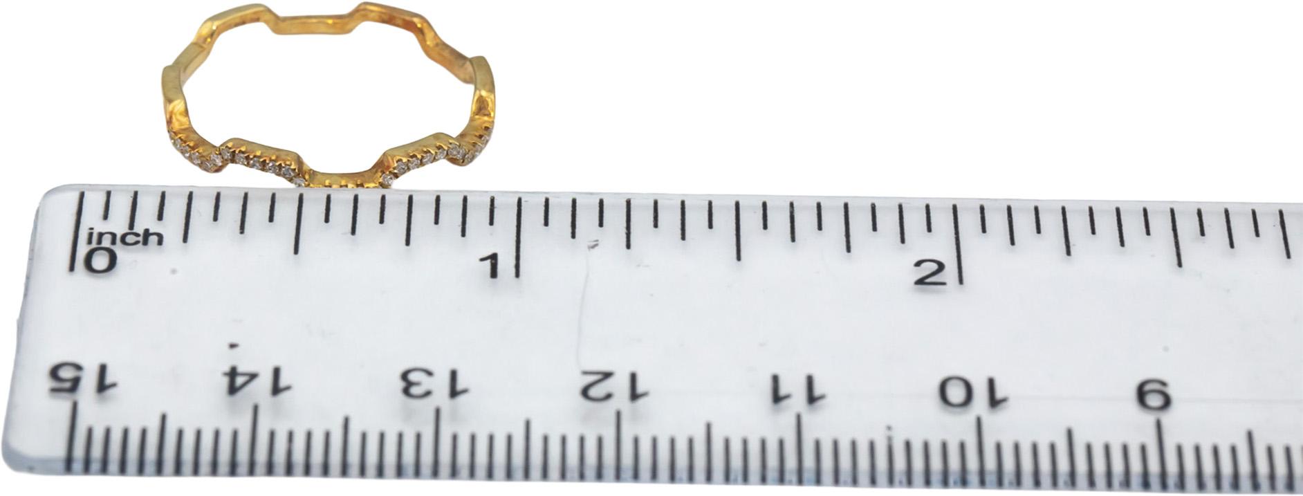 18k Yellow Gold Round Diamond Zig Zag Stackable Band Ring 0.06CT Size 7.25