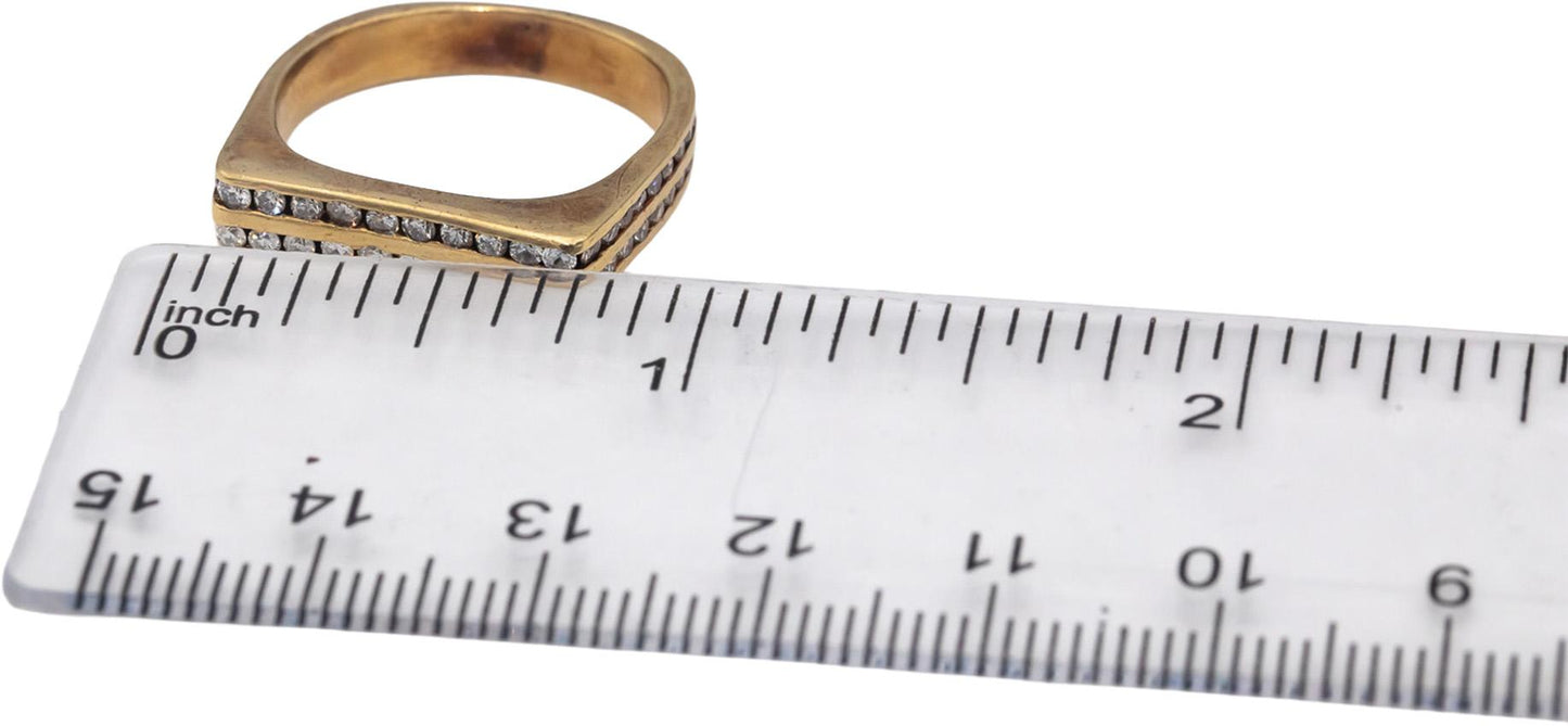 10k Yellow Gold Round Diamond Two Row Eternity Band Ring 1.0CT Size 7.75