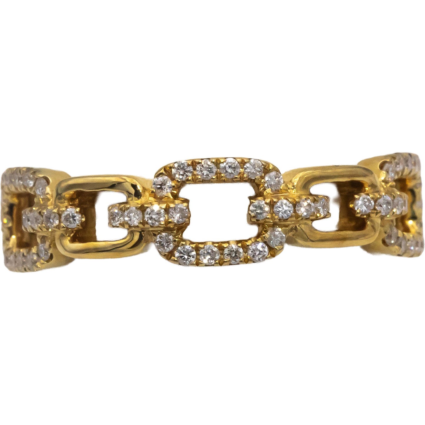 18k Yellow Gold Round Diamond Chain Link Style Band Ring 0.24CT Size 7