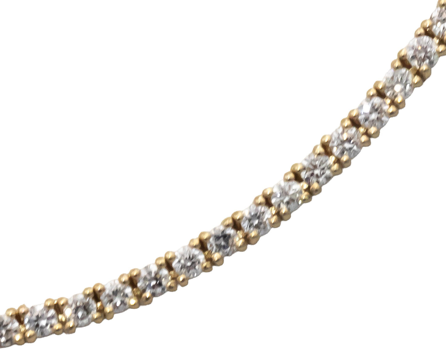 14k Yellow Gold VS Round Diamond Tennis Necklace 4.41CT