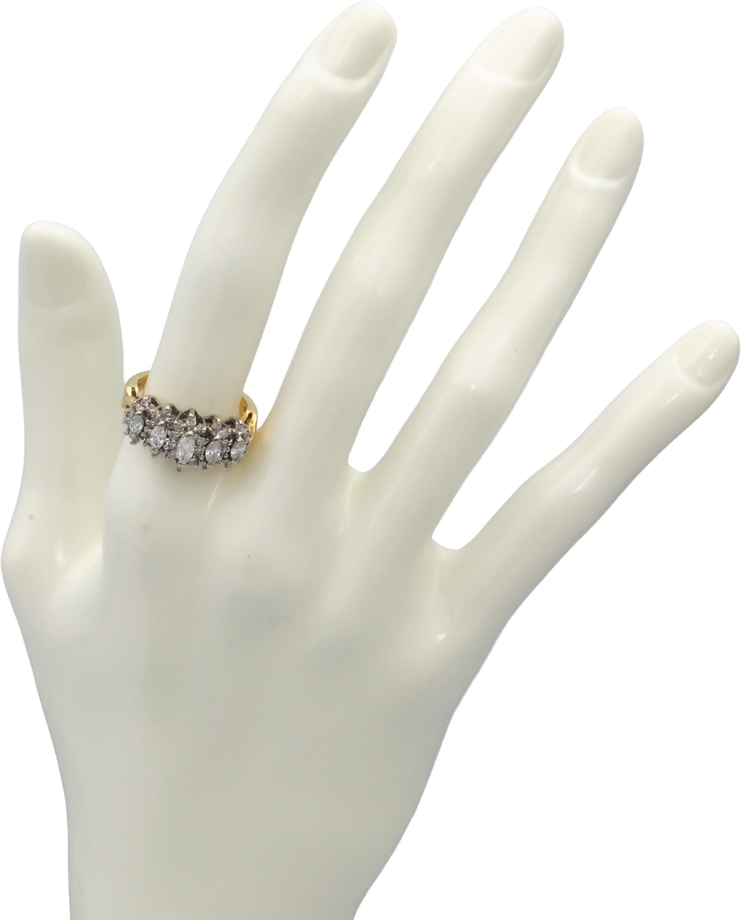 14k Yellow & White Gold Round and Marquise Diamond Cocktail Ring 1.0CT Size 6.5