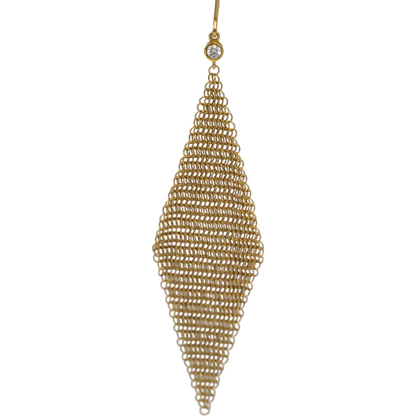 TIFFANY & CO. 18k Gold Diamond Elsa Peretti Mesh Earrings .10CT $3200.00 Retail