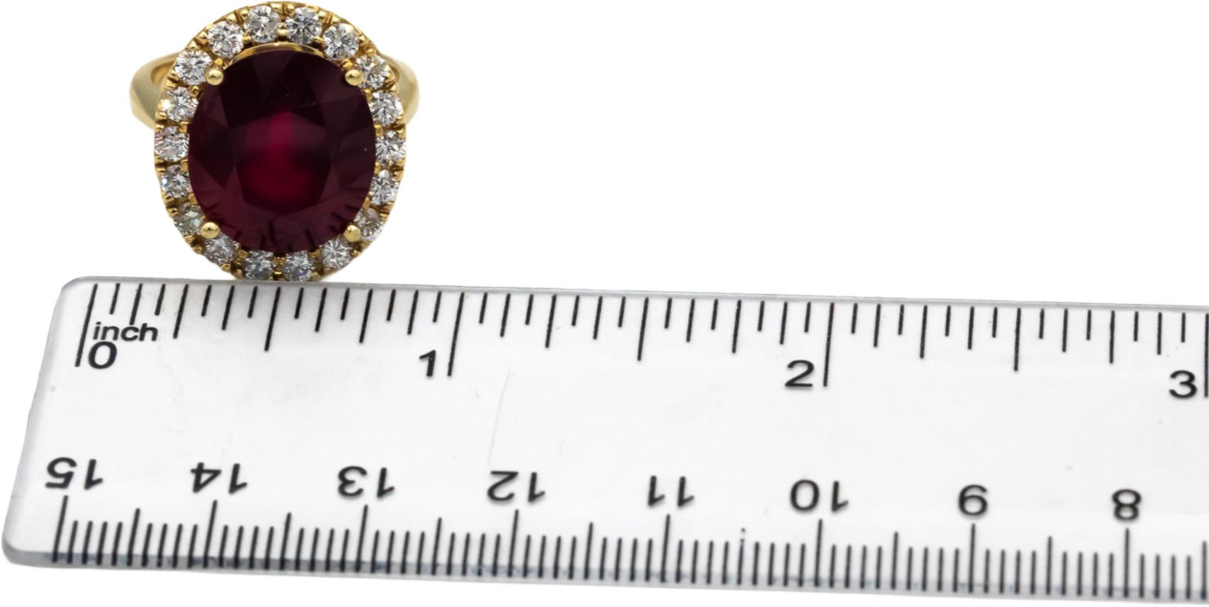 GIA Certified 14k Gold Oval Manufactured Ruby & Round Diamond Ring 13.25CT Sz 7