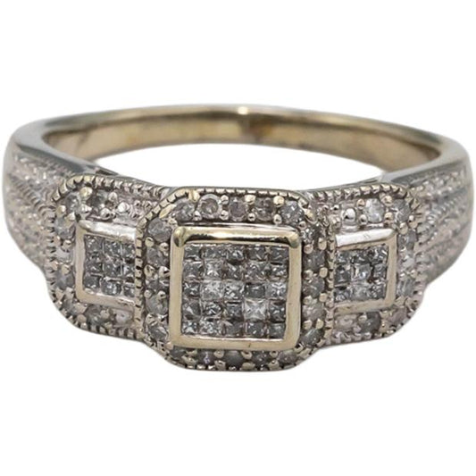10k White Gold Round Diamond Cluster Cocktail Ring 0.50CT Size 9.25