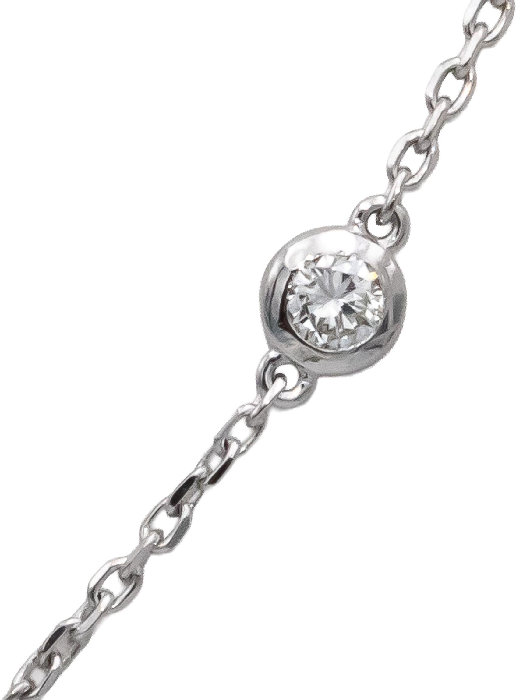 14k White Gold Round Diamond By The Yard Chain Necklace 0.78CT