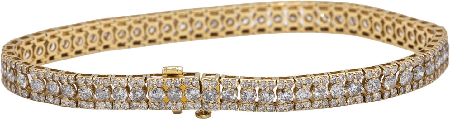 10k Yellow Gold Round Diamond Tennis Line Bracelet 6.0CT