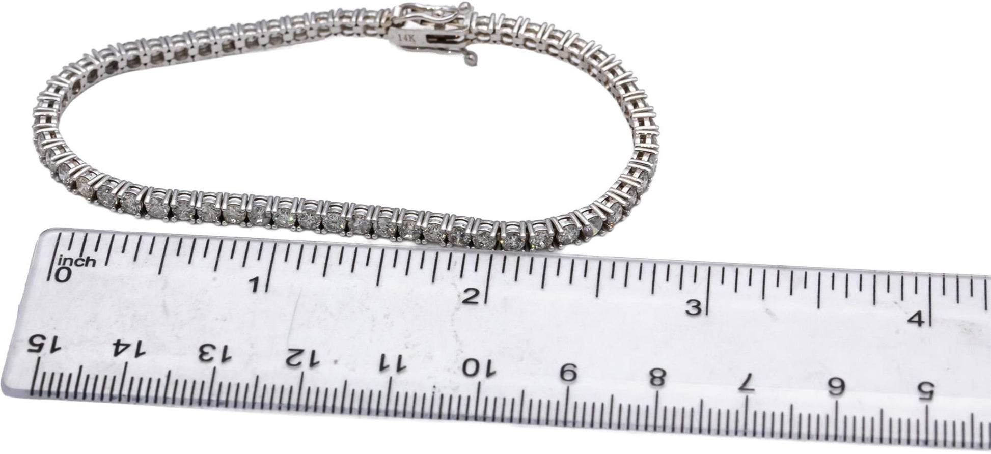 14k White Gold Round Diamond Tennis Bracelet 5.15CT