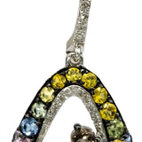 14k White Gold Diamond and Multi Color Gemstone Dangle Earrings 2.0CTW