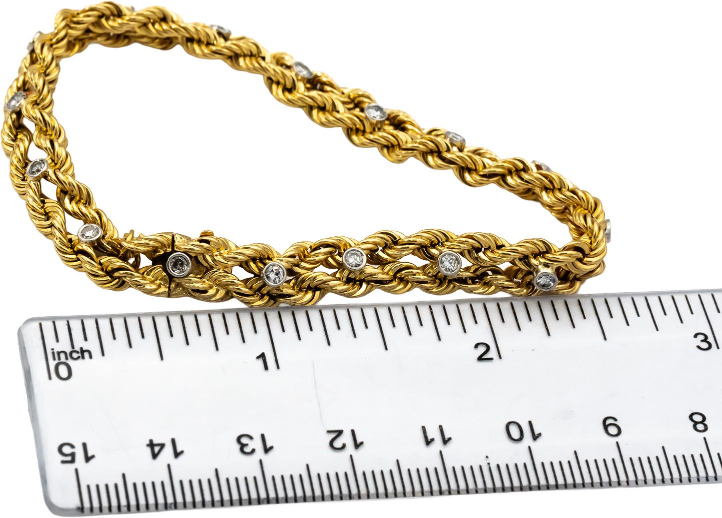 VAN CLEEF & ARPELS Vintage 18k & 14k Gold VS Round Diamond Bracelet 0.75CT